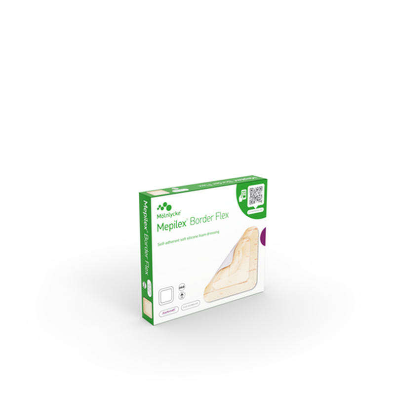 Caja de 10 mepilex borde flexible 7,5 x 7,5 cm (3 x 3 pulgadas)