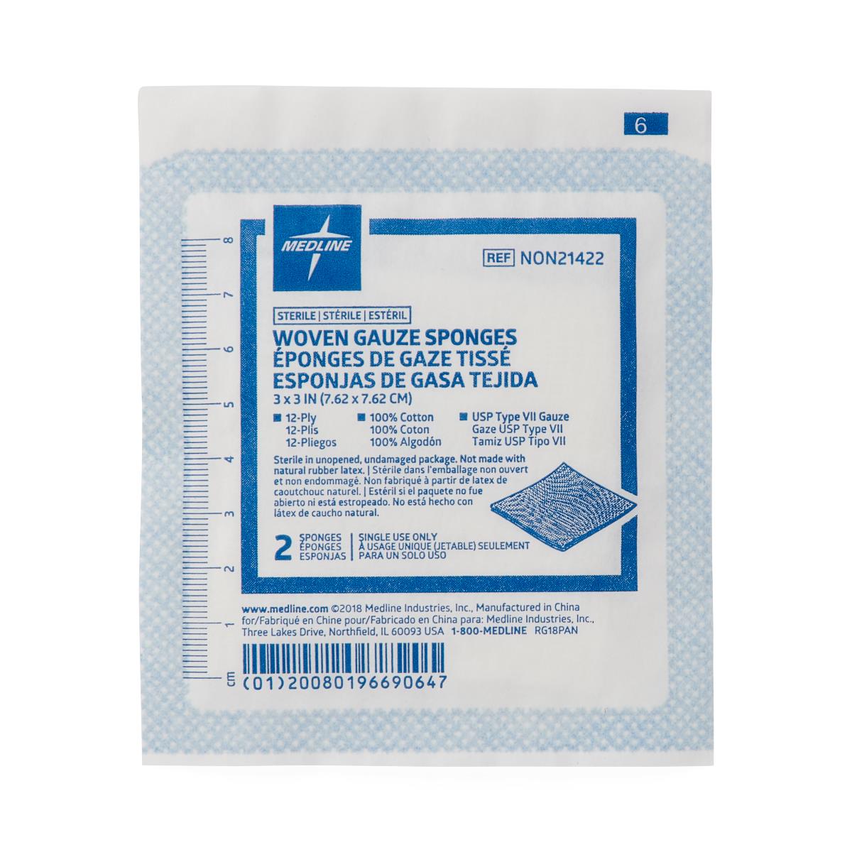 Gauze Sponge 12ply Sterile 7.5cmx7.5cm 2 Per Package