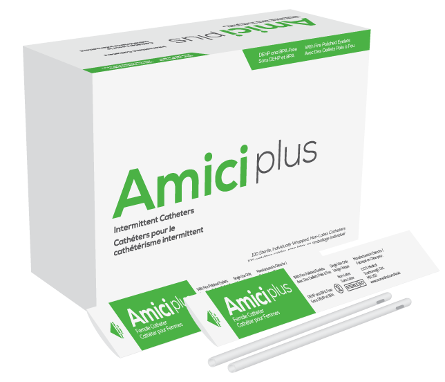 Bx/100 Amici Plus Female Intermittent Catheters, Size 12Fr 6In