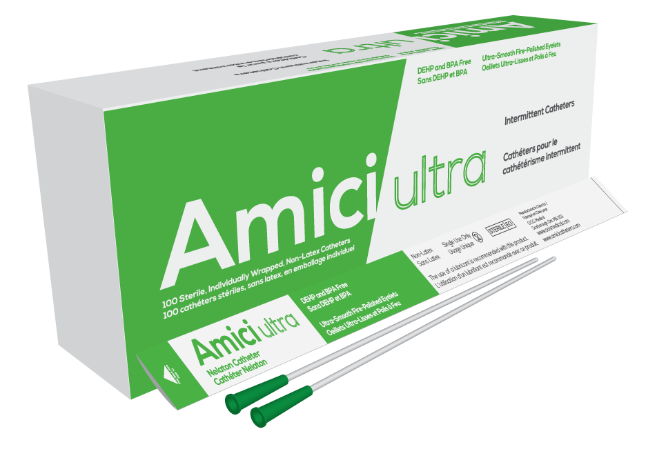 Bx/100 Amici Ultra Male Intermittent Catheters, Size 14Fr 16In