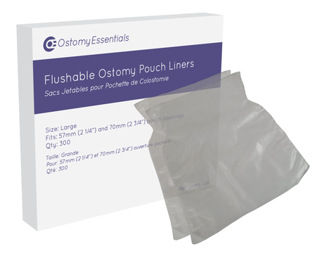 Bx/100 Flushable Pouch Liners, Openings 57Mm & Up Size 17Cm X 20Cm, Large