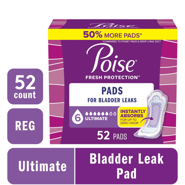 Poise Original Ultimate Regular Non-winged Pads - Pack Of 52 - BeHope
