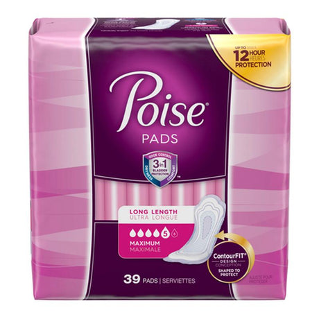 PKG/39 POISE ORIGINAL MAXIMUM LONG NON-WINGED PADS CONVENIENCE - BeHope