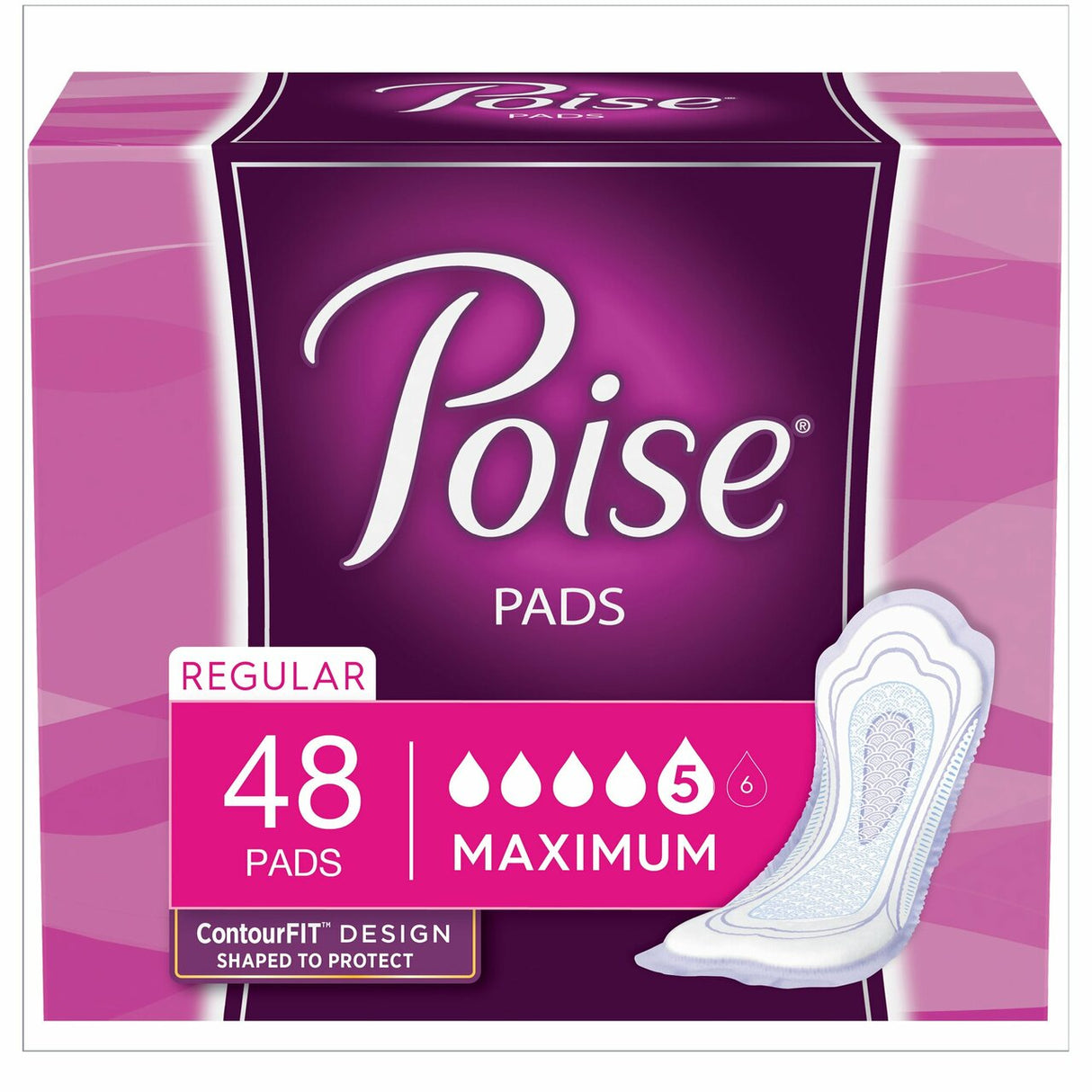 Poise Original Maximum Regular Non-Winged Pads Convenience