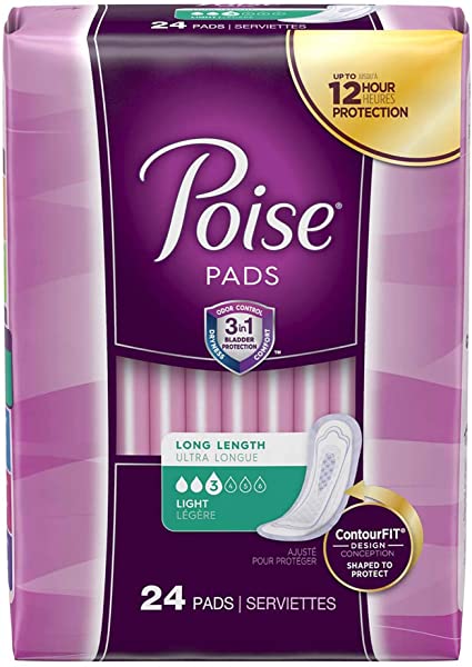 Serviettes hygiéniques longues Poise Original Light sans ailettes, régulières