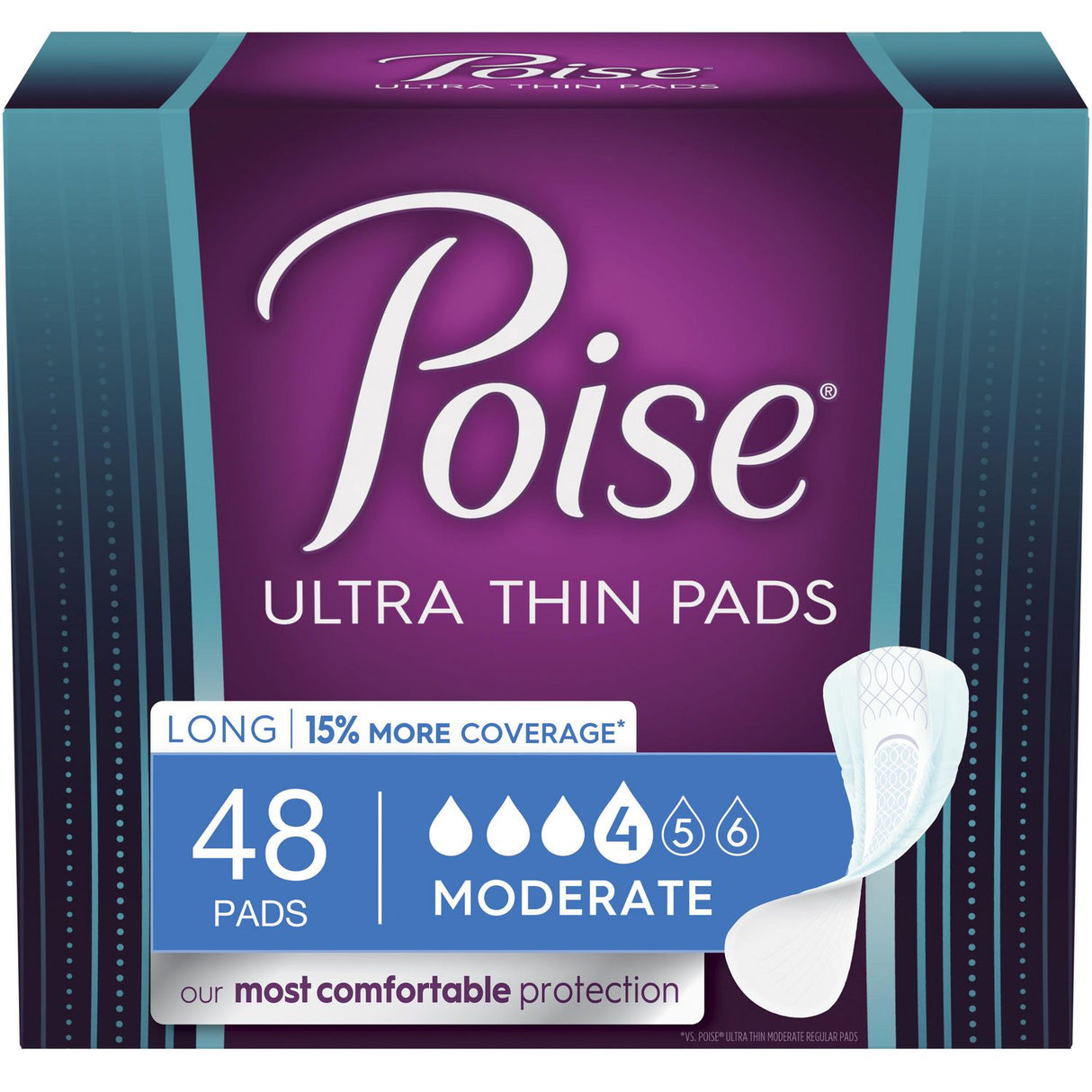 Serviettes hygiéniques Poise Ultra Thin Moderate Long sans ailettes Pratique