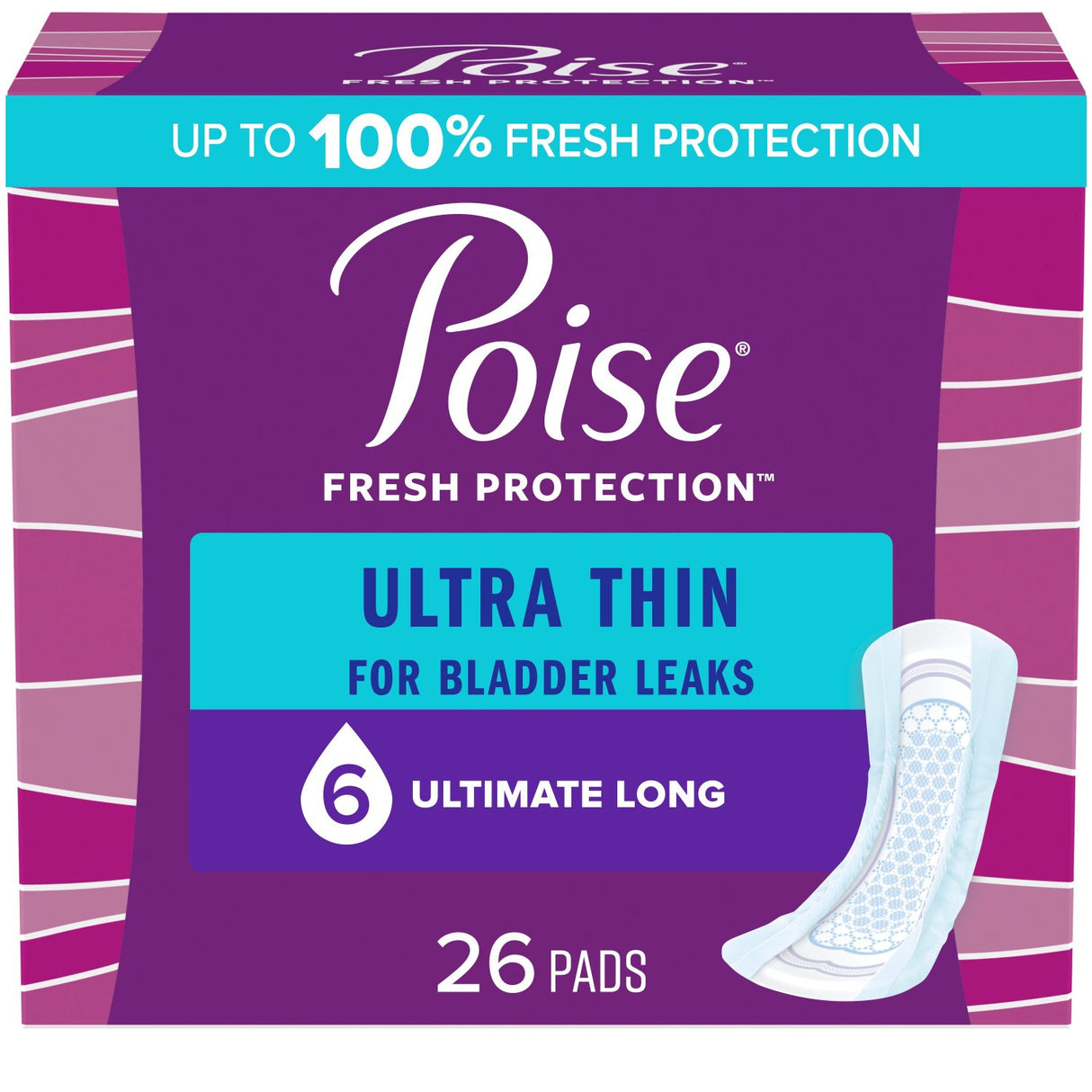 PKG/26 POISE ULTRA THIN ULTIMATE LONG NON-WINGED PADS CONVENIENCE - BeHope