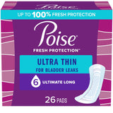 PKG/26 POISE ULTRA THIN ULTIMATE LONG NON-WINGED PADS CONVENIENCE - BeHope