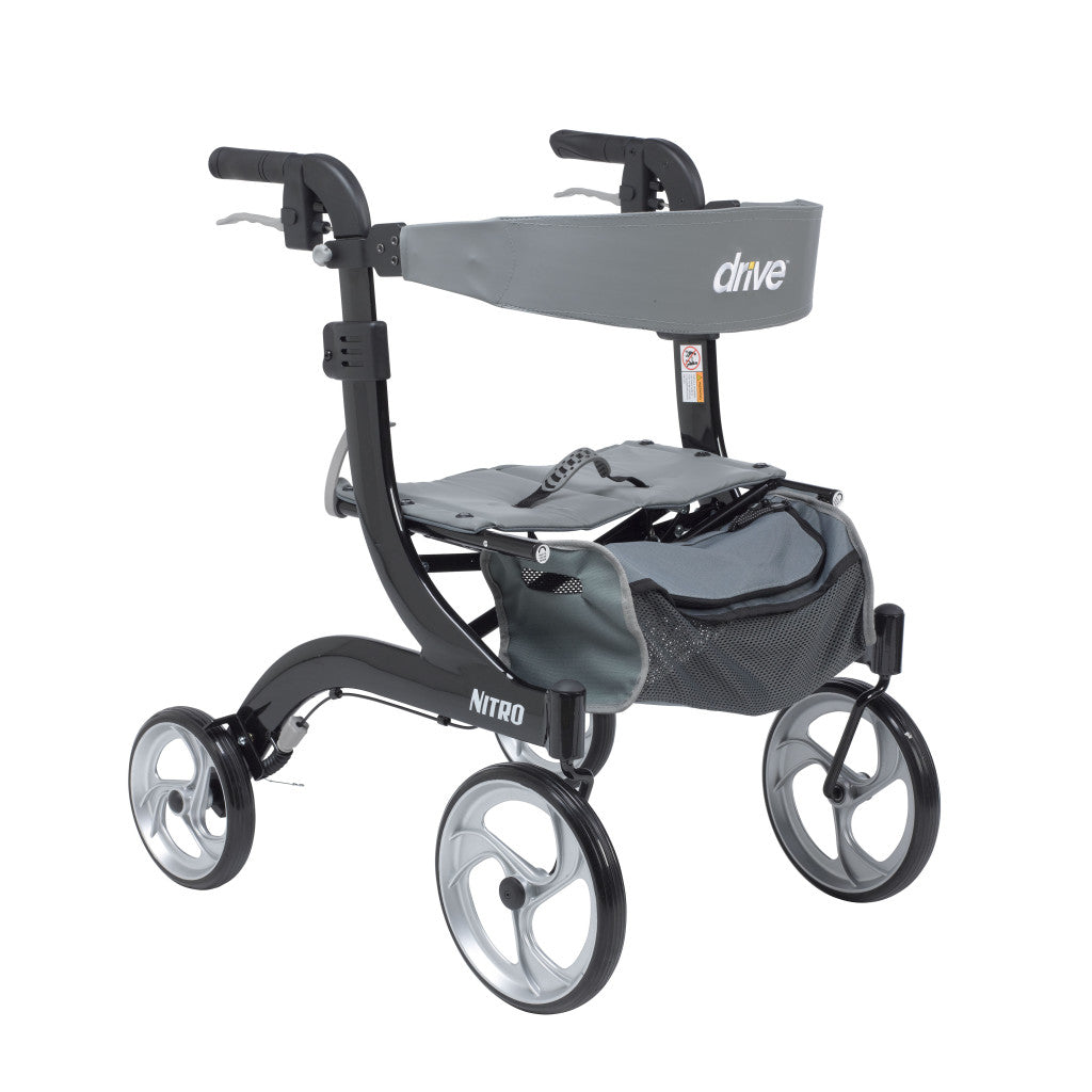 Nitro Aluminum Rollator, Hemi Height, 10" Casters - BeHope