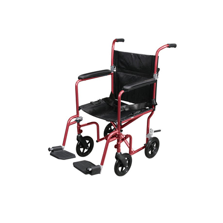 Deluxe Fly-Weight Aluminum Transport Chair with Removable Casters - BeHope