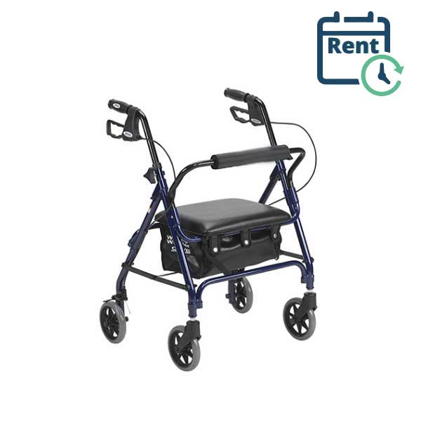 Junior Rollator Rolling Walker With Padded Seat, Blue - BeHope