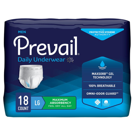 Prevail Protective Underwear For Men Large/x-large 44"-54" Case/72 Each - Behope