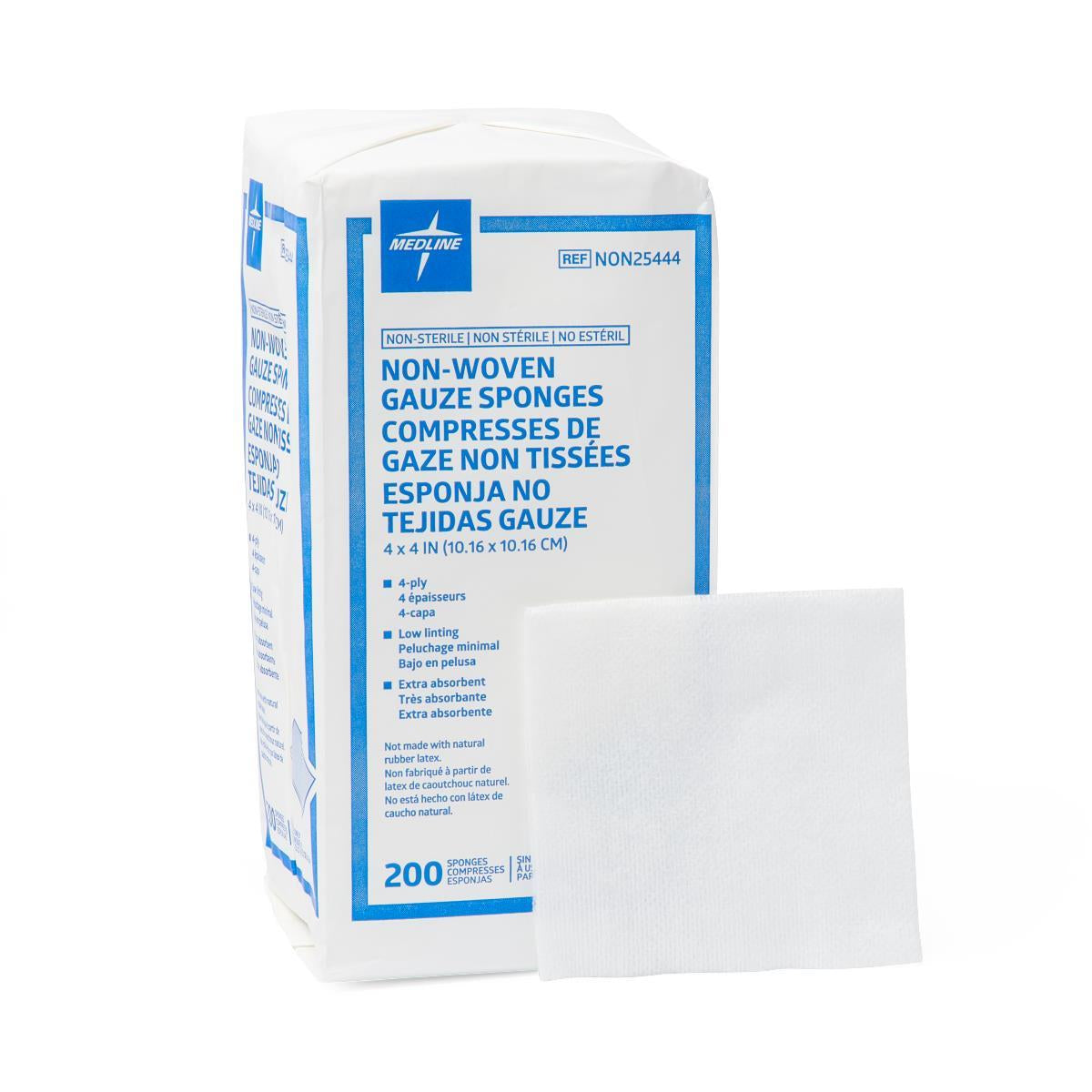 Medline Standard Nonsterile Nonwoven Gauze Sponges 4-Ply