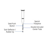 Medline Aluminum Push-button Adjustable Crutch