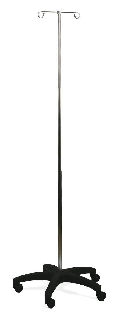 Medline Aluminum Foldable 5-Leg IV Pole, 2 Hooks