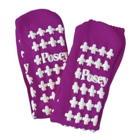 Posey Fall Management Socks Non Skid Bottom Large Purple Pair/2 Each - Behope