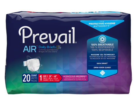 Prevail Air Plus 100% Breathable Stretch Side Panel Brief Size 1 Medium/regular26"-48"waist Case/80 Each - Behope