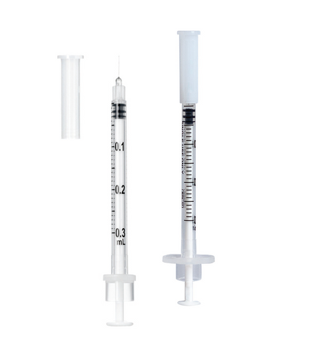 Sol-m 0.3ml Syringe With Fixed Needle 31g X 8mm(5/16") Blister Sterile Box/30 Each - Behope
