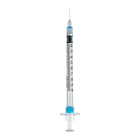 Syringe With Needle Sol-care Safety Snap Type 1ml Tb Syringe With 27gx0.5" Needle Sterile Gray Box/100 Each - Behope