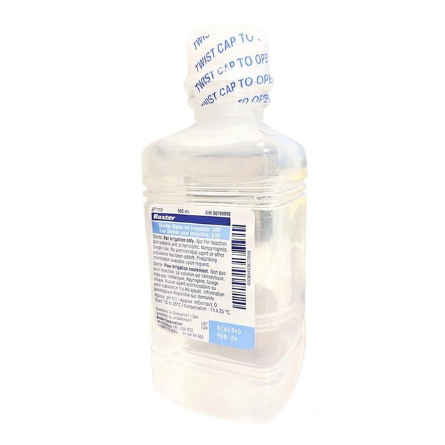Sterile Water For Irrigation In Plastic 500ml Pour Bottle Case/15 Each - BeHope