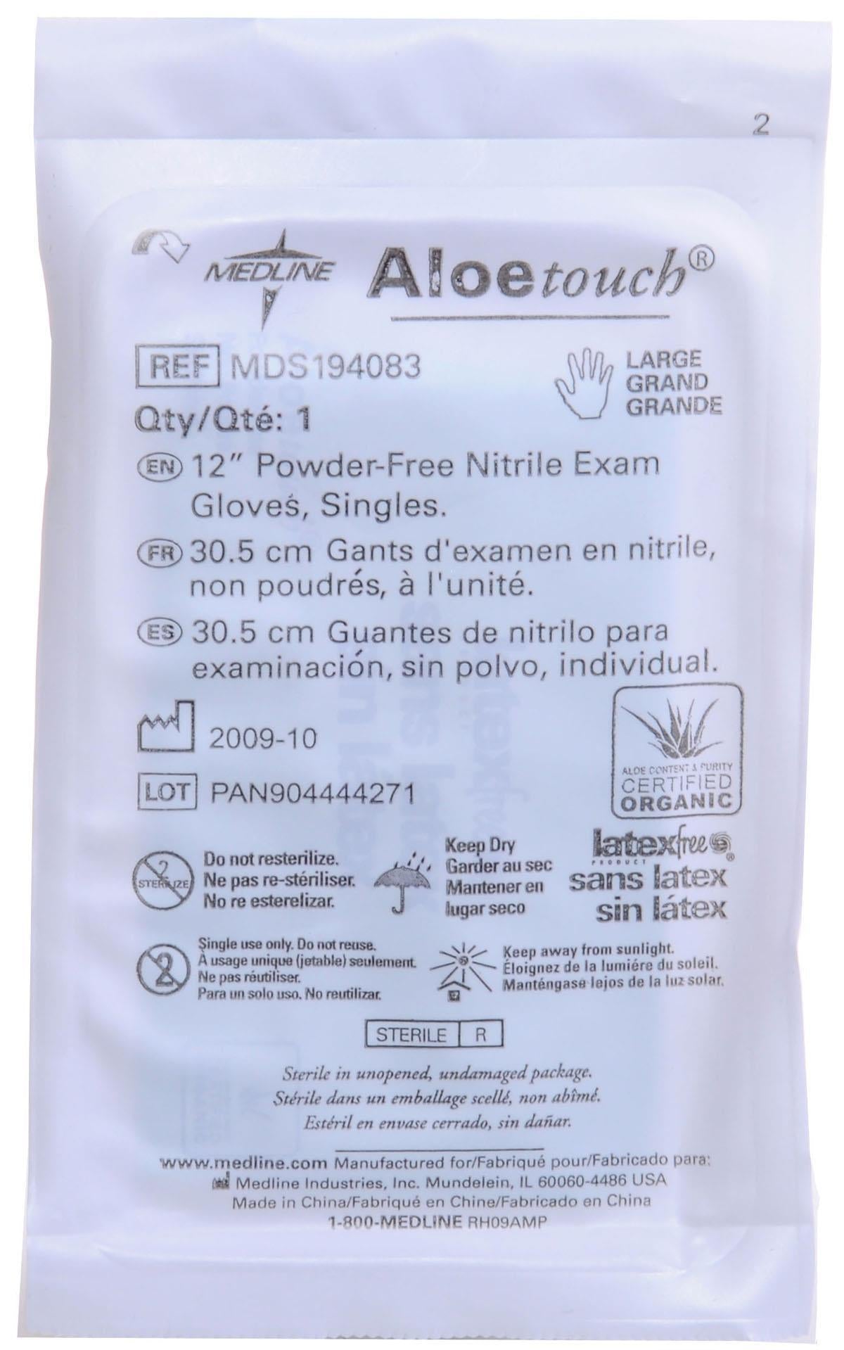 AloeTouch Sterile 12" Powder-Free Nitrile Exam Gloves Extended Cuff Green
