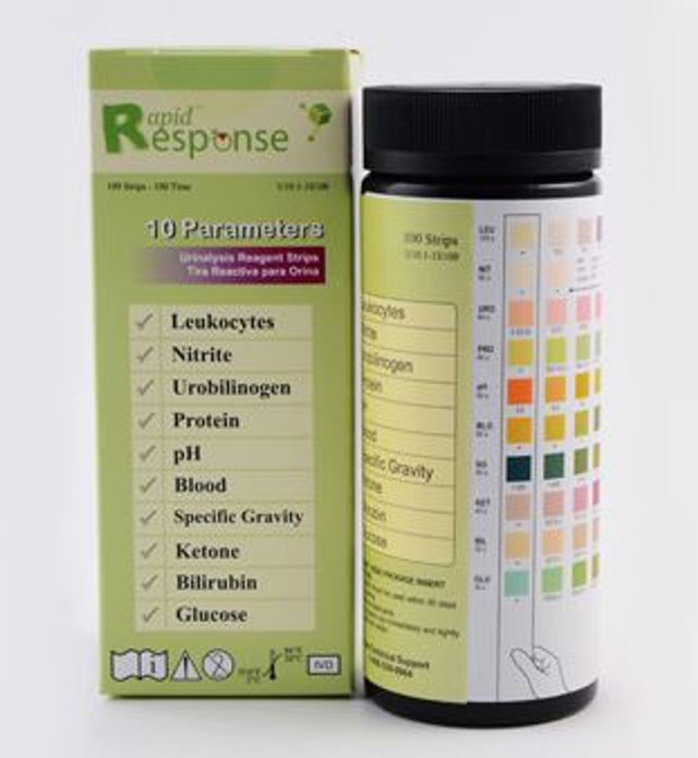 Rapid Response Urine Reagent Test Strip 10 Parameter Box/100 Each - BeHope