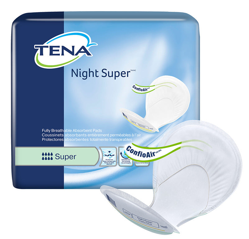 TENA Night Super 2 Piece Heavy Incontinence Pad Ultimate Absorbency (Pack of 48)