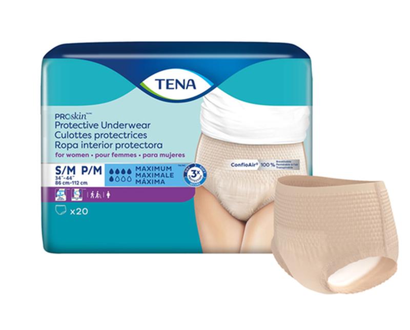 Sous-vêtements protecteurs pour incontinence Tena® Proskin™ pour femmes, absorption maximale, taille S/M