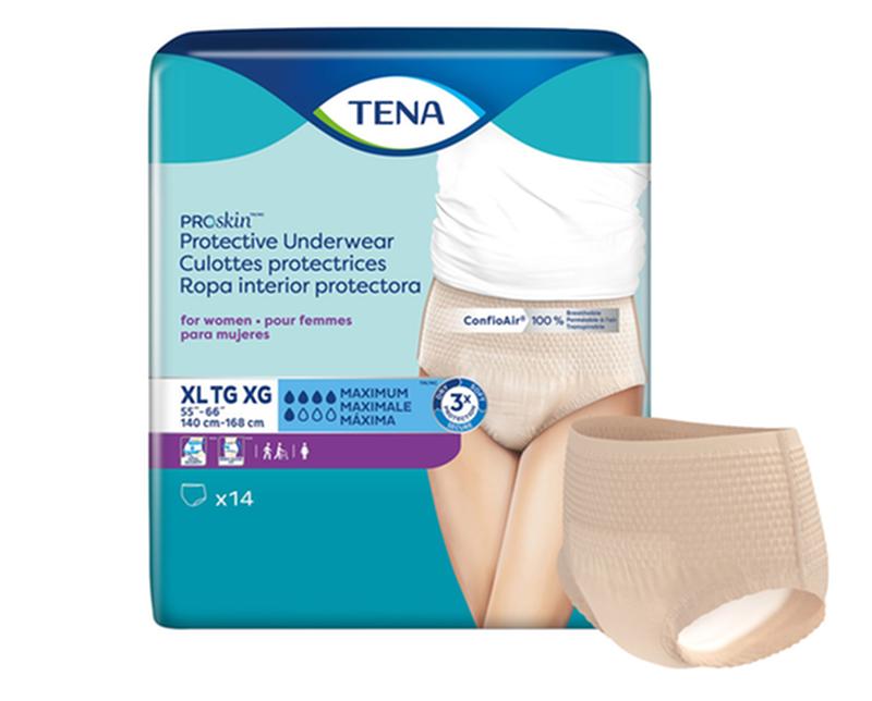 Sous-vêtements protecteurs pour incontinence Tena® Proskin™ pour femmes, absorption maximale, taille XL