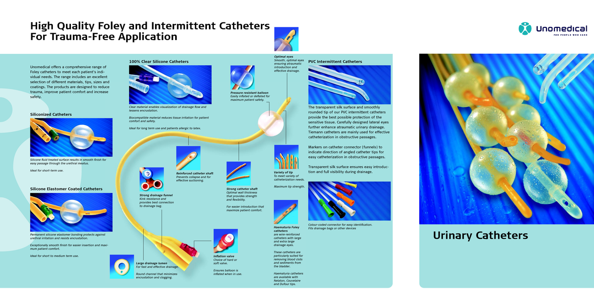 Catéter intermitente de PVC para hombres Unomedical Bx/100, 10 Fr (SKU n.° Squ 01007182)