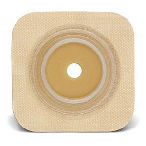 Barrera cutánea flexible Natura® Durahesive®, 12,5 cm x 12,5 cm (5 x 5 pulgadas), color tostado, abertura para estoma recortable de 13 mm a 57 mm (1/2 a 2-1/4 pulgadas), brida de 70 mm (2-3/4 pulgadas), caja de 10