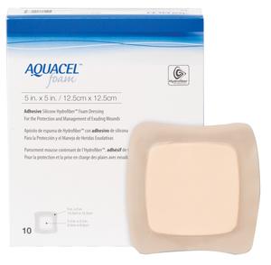 Apósito adhesivo de espuma Aquacel, estéril, 12,5 cm x 12,5 cm, caja de 10 unidades