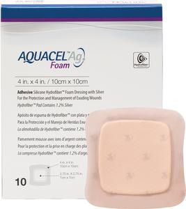 Bx/5 Foam Dressing With Silver Aquacel Ag Extra  10Cmx10Cm(4"X4") Sterile