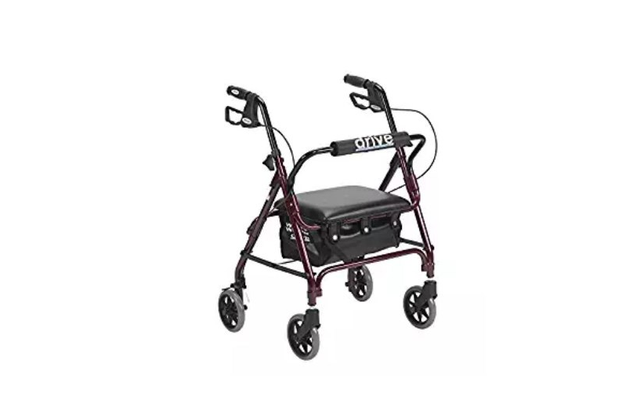 Junior Rollator Rolling Walker With Padded Seat, Red - BeHope
