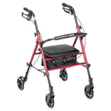 Adjustable Height Rollator Rolling Walker with 6" Wheels, Red - Behope - RTL10261RD