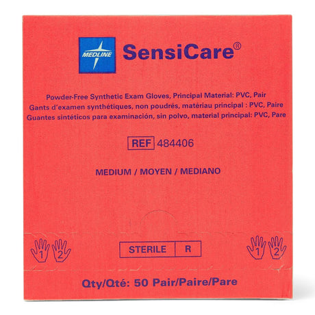 Exam Glove SensiCare Medium Sterile Pair Stretch Vinyl Standard Cuff Length Smooth Beige Not Rated