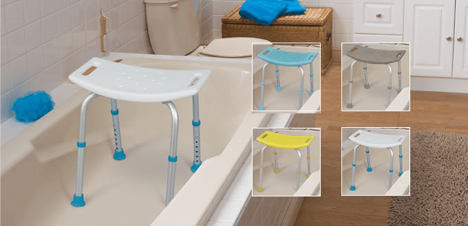 Adjustable Bath And Shower Chair With Non-slip Seat, White - BeHope