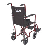 Silla de ruedas ligera para transporte, asiento de 17", color rojo