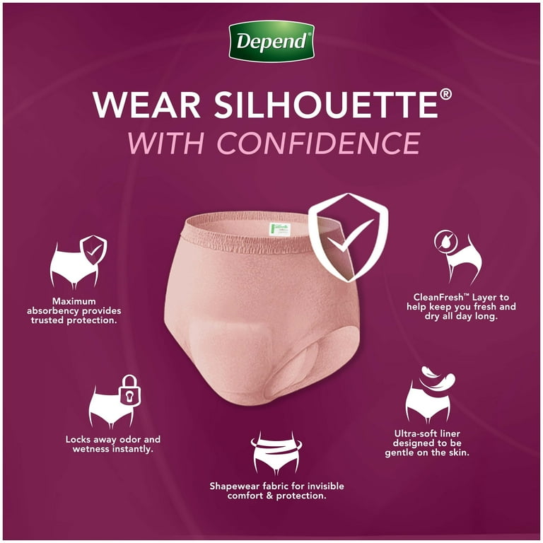 Depend Silhouette Maximum Absorbency Undewear Pink Female Medium - Pack Of 14 - Behope
