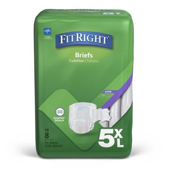 Braguita para incontinencia bariátrica FitRight de Medline, talla 5XL (paquete de 32)