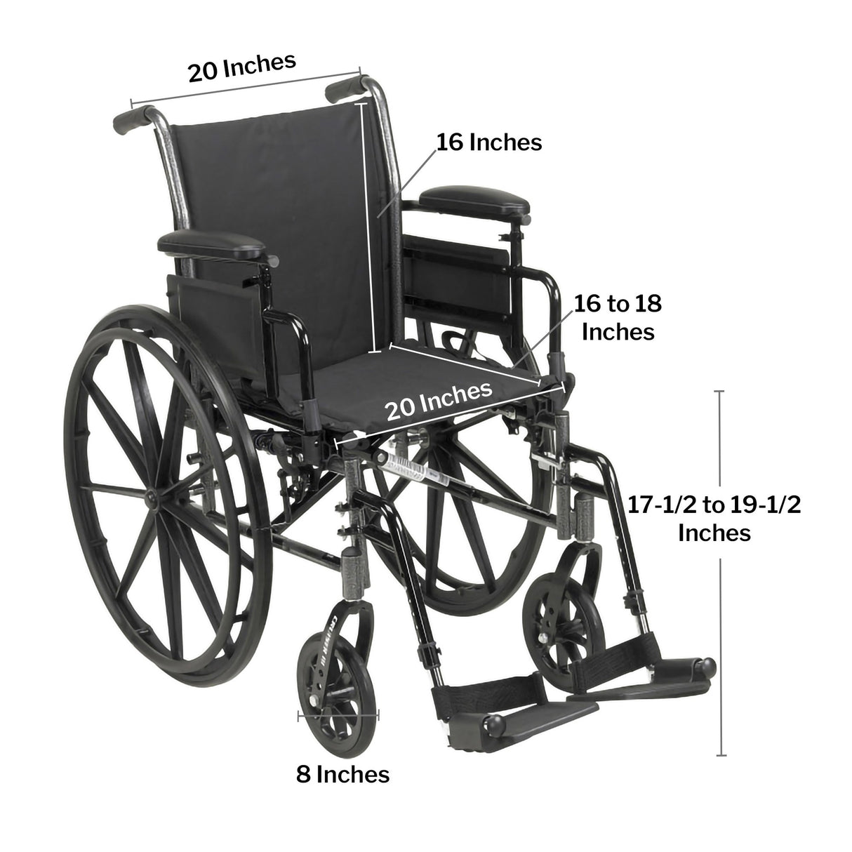 Cruiser Iii Light Weight Wheelchair With Flip Back Removable Arms, Adjustable Height Desk Arms, Swing Away Footrests, 20" - BeHope