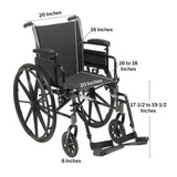 Cruiser Iii Light Weight Wheelchair With Flip Back Removable Arms, Adjustable Height Desk Arms, Swing Away Footrests, 20" - BeHope