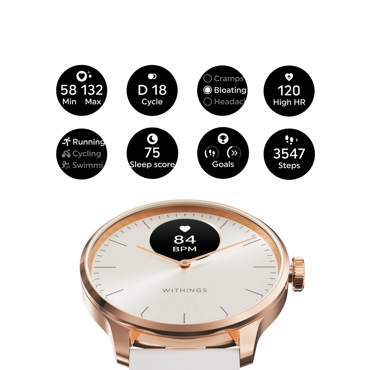 Smartwatch ScanWatch Light 37mm Withings 24 Hours Grayscale OLED Display