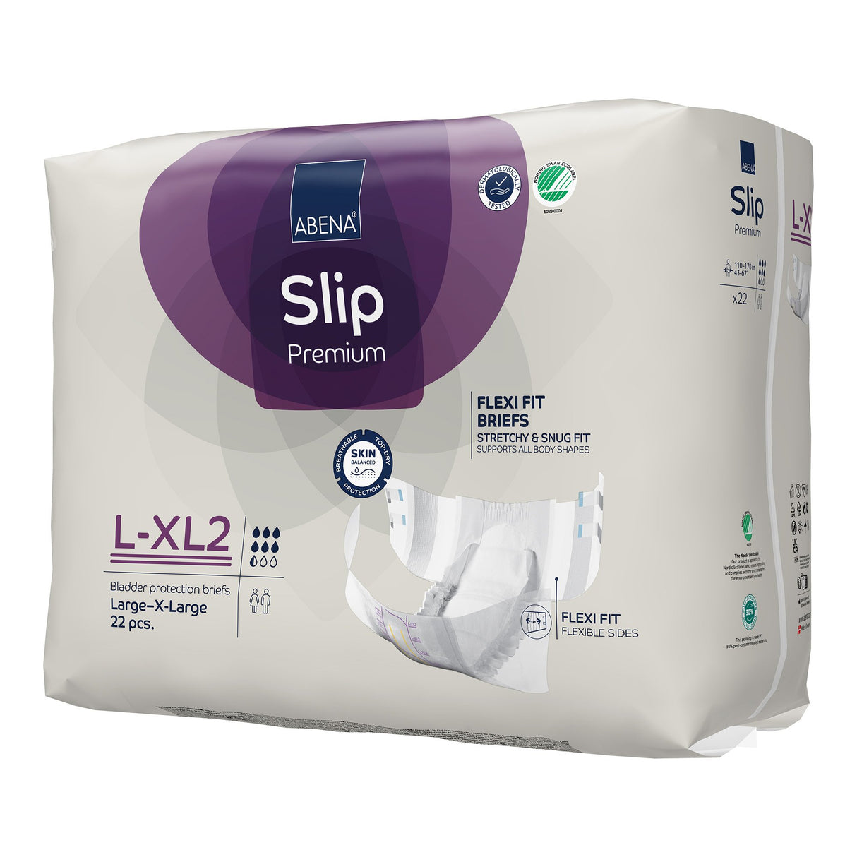 Unisex Adult Incontinence Brief Abena Slip Flexi Fit Large / X-Large Disposable Heavy Absorbency