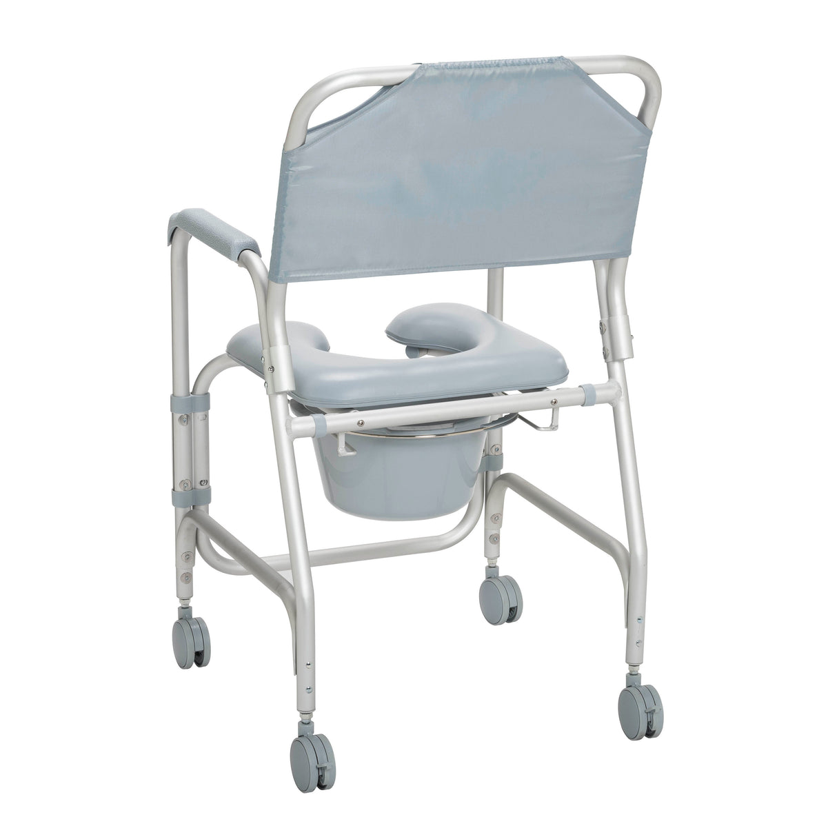 Silla de ducha portátil ligera con ruedas y asiento de inodoro