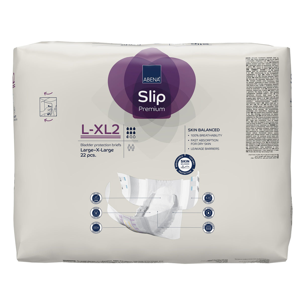 Unisex Adult Incontinence Brief Abena Slip Flexi Fit Large / X-Large Disposable Heavy Absorbency