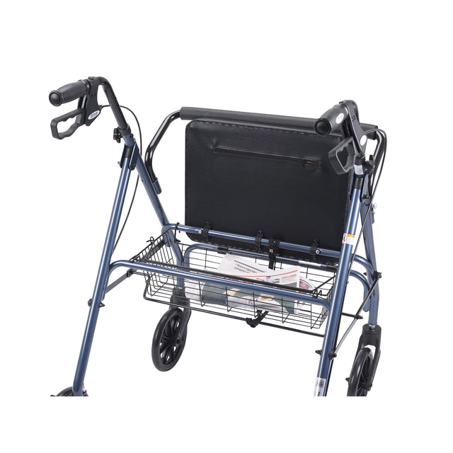 Heavy Duty Bariatric Rollator Rolling Walker With Large Padded Seat, Blue - BeHope
