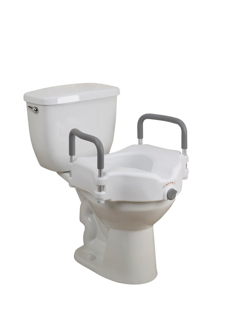 Elevated Raised Toilet Seat with Removable Padded Arms, Standard Seat - BeHope
