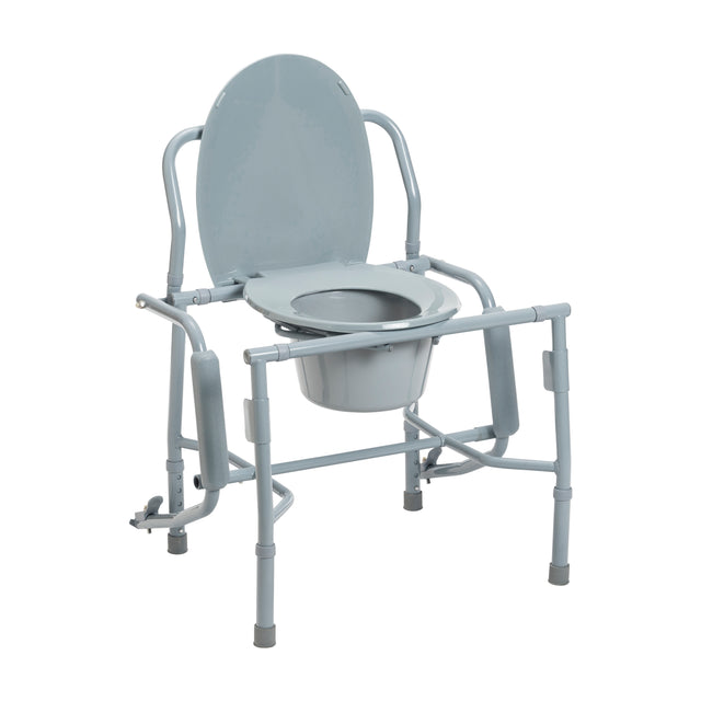 Steel Drop Arm Bedside Commode With Padded Arms - BeHope