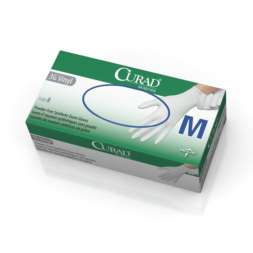 Curad Synthetic Stretch Vinyl Exam Glove Powder-free Large Boxes Of 150